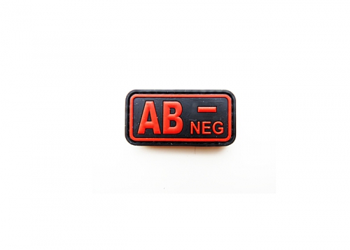 Шеврон "Группа крови АВ NEG-" /черный с красным/ размер 50х25 мм      