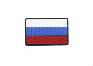 Шеврон "Флаг России" 22 hexagon ПВХ/цветной на черном/ размер 49х71 мм/