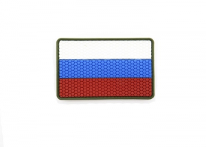 Шеврон "Флаг России" 22 hexagon ПВХ/цветной на оливе/ размер 49х71 мм/