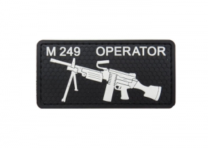Шеврон "М249 operator" /белый на черном/ размер 80 х 40 мм/