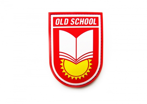 Шеврон "OLD SCHOOL" / красный с белым,желтым/размер 65х90 мм  