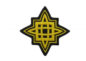 Шеврон "Звезда Руси" (вышивка)/желтый на черном/размер 79 х 79 мм/
