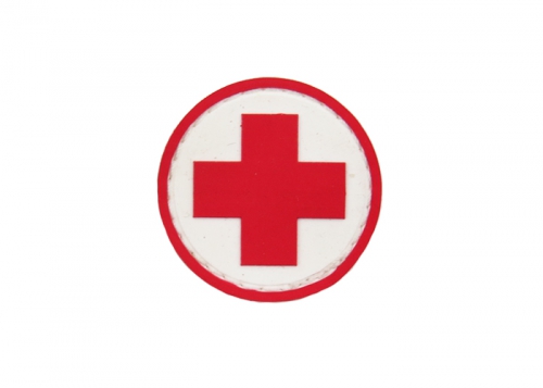 Шеврон "Медицина" (крест) /красный на белом/диаметр 45 мм/