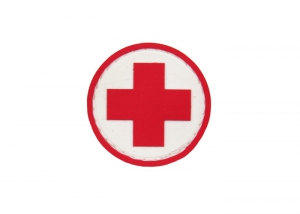 Шеврон "Медицина" (крест) /красный на белом/круг/диаметр 45 мм/