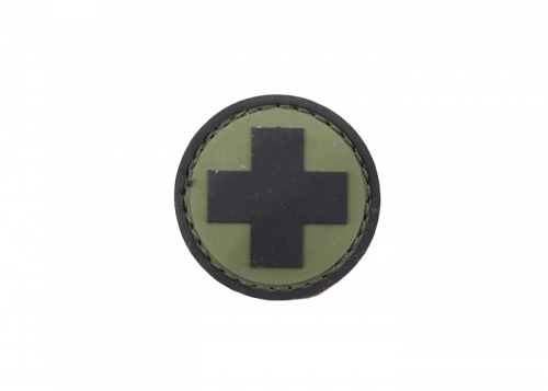 Шеврон "Медицина" (крест) /черный на оливе/диаметр 45 мм/