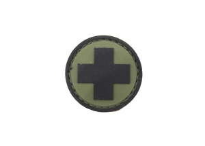 Шеврон "Медицина" (крест) /черный на оливе/круг/диаметр 45 мм/