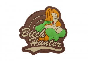 Шеврон "Bitch Hunter" /цветной на коричневом/размеры 76 х 74 мм/ 