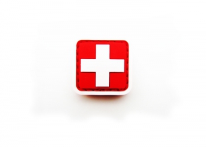 Шеврон с крестом "Медицина" 6 /белый на красном/ размер 30х30 мм      