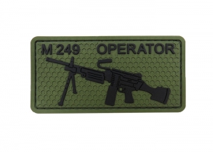 Шеврон "М249 operator" /черный на оливе/ размер 80 х 40 мм/