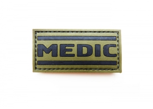 Шеврон с надписью "MEDIC" /олива с черным/ размер 70х35 мм    
