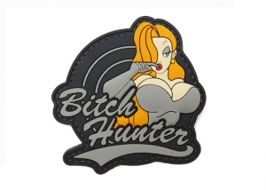 Шеврон "Bitch Hunter" /цветной на черном/размеры 76 х 74 мм/ 