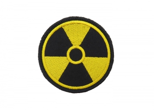 Шеврон "Радиация" /вышивка/круг/желтый на черном/ диаметр 85 мм/