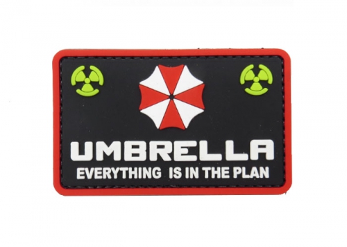 Шеврон "Umbrella/Everything is in the plan" /белый с красным на черном/ размер 79 х 49 мм/ 