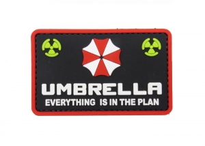 Шеврон "Umbrella/Everything is in the plan" /белый с красным на черном/ размер 79 х 49 мм/