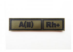 Шеврон "Группа крови А(II) Rh+" /олива с черным/ размер 130х30 мм       