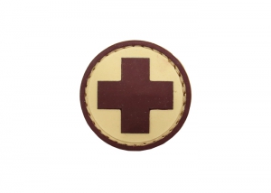 Шеврон "Медицина" (крест) /коричневый на песочном/круг/диаметр 45 мм/ 