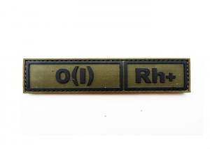 Шеврон "Группа крови O(I) Rh+" /олива с черным/ размер 130х30 мм       