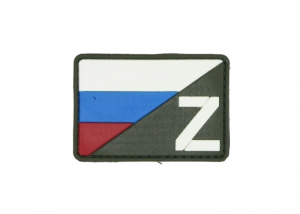 Шеврон "Z / Флаг России" ПВХ /полноцветный на оливе/ размеры 70х50 мм/