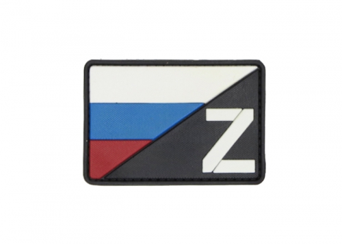 Шеврон "Z / Флаг России" ПВХ /полноцветный на черном/ размеры 70х50 мм/