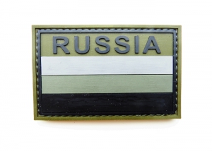 Шеврон "Флаг России" 7 с надписью RUSSIA /олива/размер 80х53 мм  