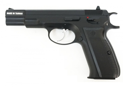 KJW Страйкбольный пистолет CZ75 Black GBB metal slide (Green Gas)