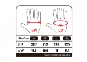 EmersonGear Перчатки Tactical All Finger Gloves/размер XL/черный/