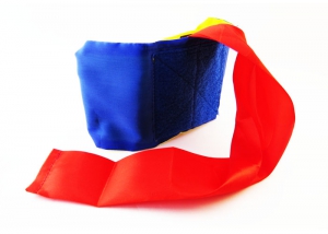Повязка сторон на руку (сине-желтая) с красной лентой