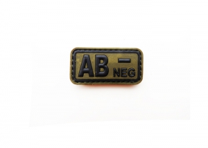 Шеврон "Группа крови АВ NEG-" /олива с черным/ размер 50х25 мм       