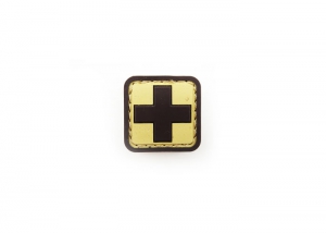 Шеврон с крестом "Медицина" 9 /коричневый на песочном/ размер 30х30 мм 