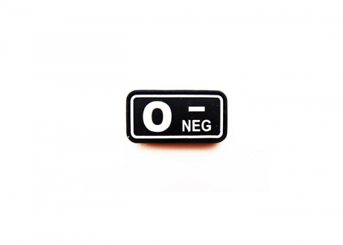 Шеврон "Группа крови O NEG-" /черный с белым/ размер 50х25 мм      
