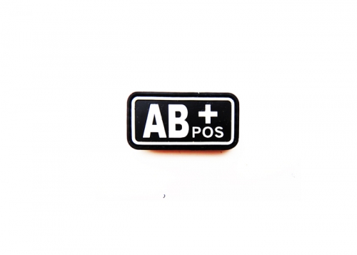 Шеврон "Группа крови АВ POS+" /черный с белым/ размер 50х25 мм  