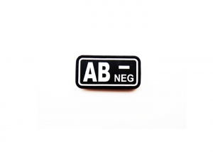 Шеврон "Группа крови АВ NEG-" /черный с белым/ размер 50х25 мм       