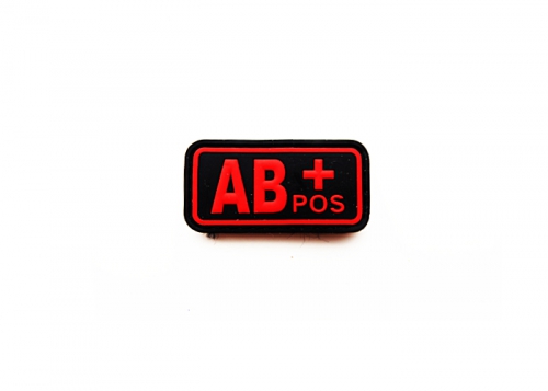 Шеврон "Группа крови АВ POS+" /черный с красным/ размер 50х25 мм  