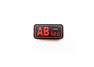 Шеврон "Группа крови АВ NEG-" /черный с красным/ размер 50х25 мм       