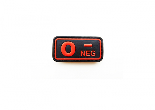 Шеврон "Группа крови O NEG-" /черный с красным/ размер 50х25 мм      