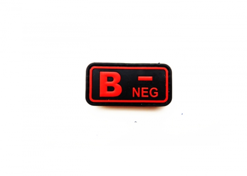 Шеврон "Группа крови В NEG-" /черный с красным/ размер 50х25 мм      