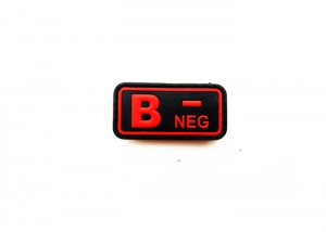 Шеврон "Группа крови В NEG-" /черный с красным/ размер 50х25 мм          