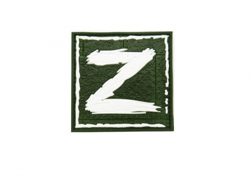 Шеврон "Z" ПВХ / белый на зеленом/размеры 72х72 мм/