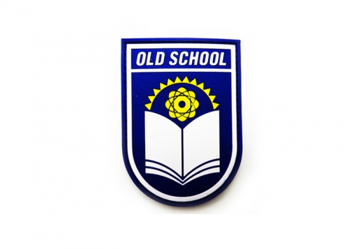 Шеврон "OLD SCHOOL" / синий с белым, желтым/размер 65х90 мм  