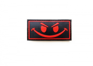 Шеврон "Smile" /черный с красным (смайлик)/ размер 70 х 35 мм   