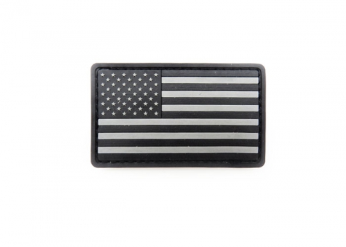 Шеврон "Флаг США" ПВХ с велкро /серый на черном/ размер 75х45