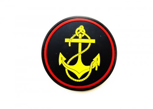 Шеврон "Морская пехота" /черный с желтым и красным (якорь) / диаметр 85 мм   