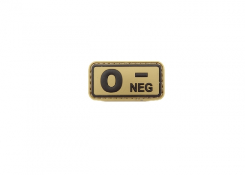 Шеврон "Группа крови O NEG-" /коричневый на песке/ размер 50х25 мм      