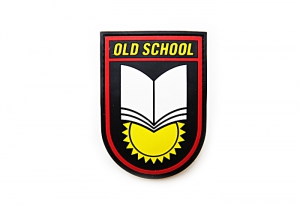 Шеврон "OLD SCHOOL" / черный с желтым, красным, белым/размер 65х90 мм  