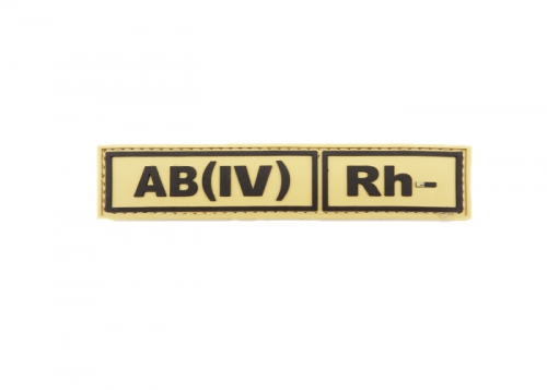 Шеврон "Группа крови АB(IV) Rh-" /коричневый на песке/ размер 130х30 мм      