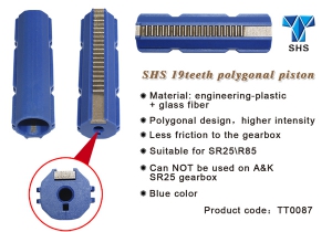 SHS Усиленный полнозубый поршень  SR25\R85 (19 стальных зубьев, синий) TT0087 (Л)