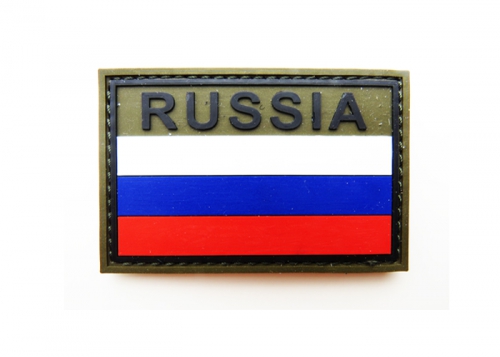 Шеврон "Флаг России" с надписью RUSSIA/ размер 90х60 мм