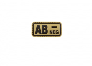 Шеврон "Группа крови АВ NEG-" /коричневый на песке/ размер 50х25 мм      