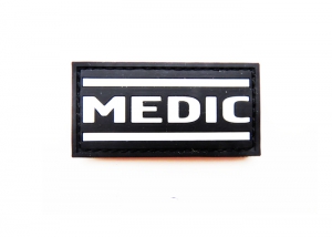 Шеврон с надписью "MEDIC" /черный с белым/ размер 70х35 мм   