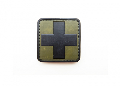 Шеврон с крестом "Медицина" /олива с черным/ размер 50х50 мм    